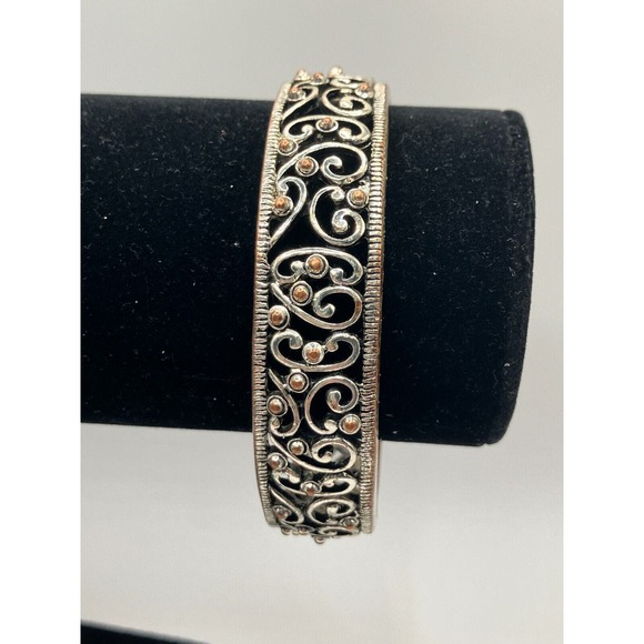 Silver-Tone Open Filigree Paisley Design 2 7/8 Inch Around Bangle Bracelet! - Picture 2 of 10